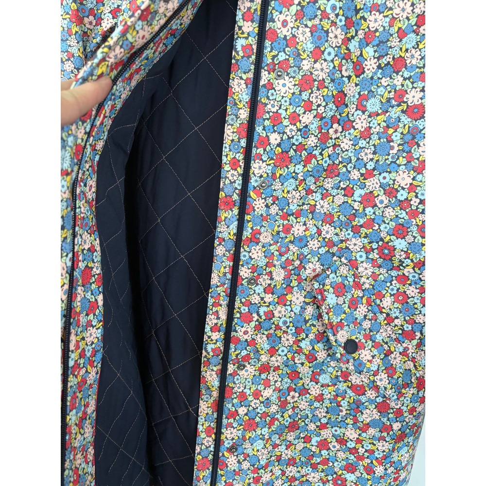 Boden Floral Hooded Raincoat Multi Color Ditsy Flower Quilted Lining Jacket US 8 - Picture 4 of 11